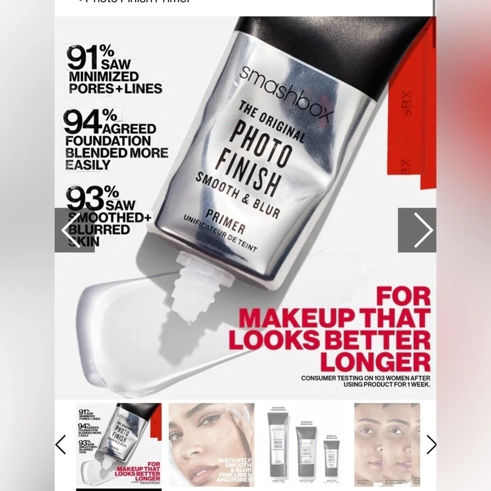 Smashbox The Original Photo Finish Smooth & Blur Make Up Primer Mini Size .34 Oz